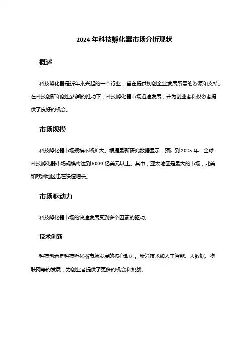 2024年科技孵化器市场分析现状