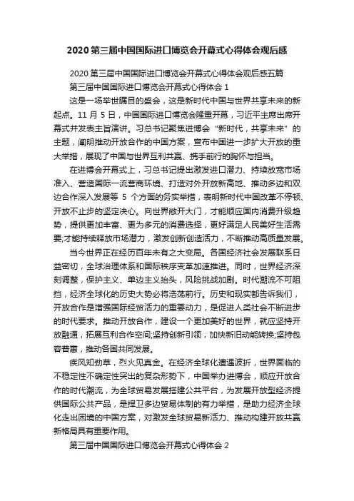 2020第三届中国国际进口博览会开幕式心得体会观后感