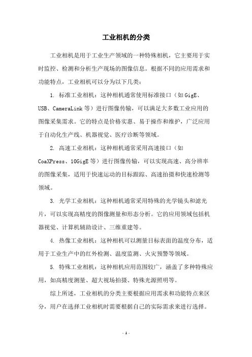 工业相机的分类