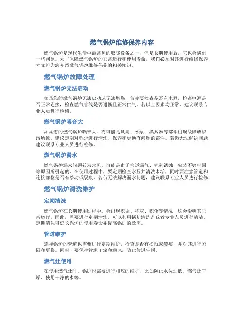 燃气锅炉维修保养内容