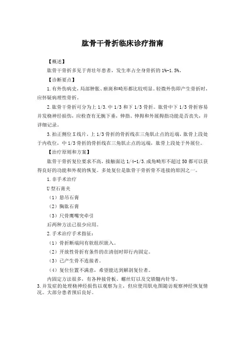 肱骨干骨折临床诊疗指南