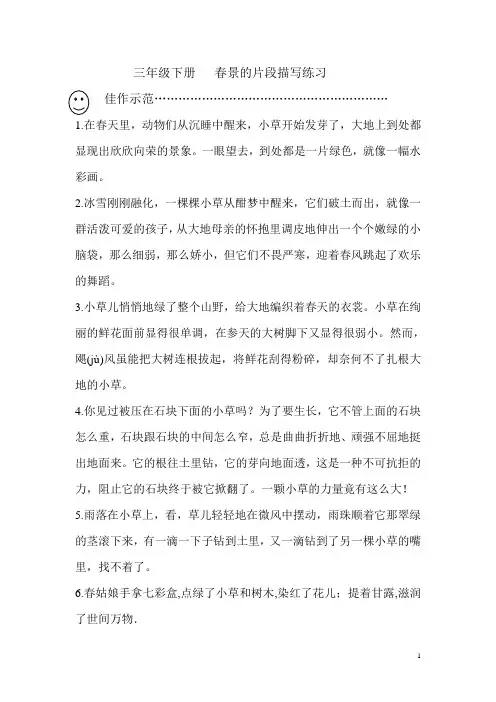 三年级下册   春景的片段描写练习