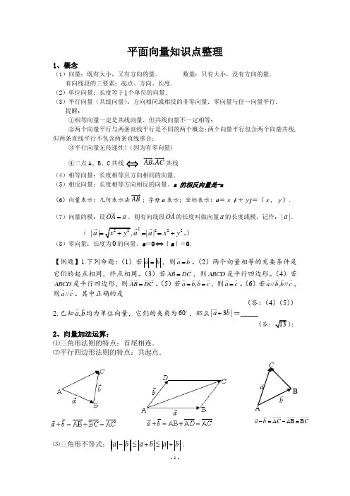 平面向量知识点整理