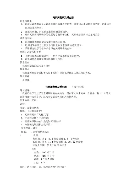 元素周期表及其应用(精)