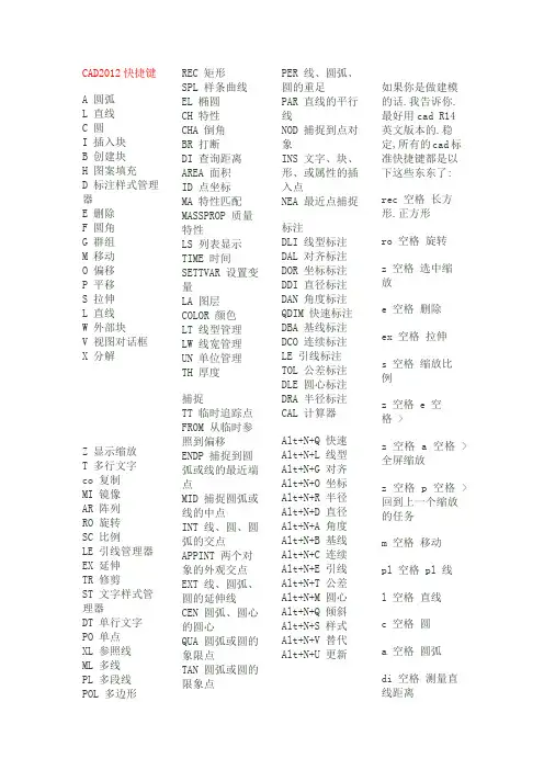 CAD2012快捷键(全)