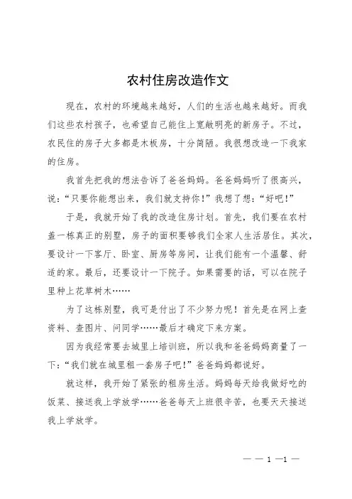 农村住房改造作文