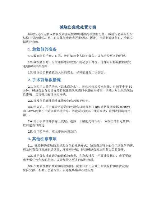 碱烧伤急救处置方案
