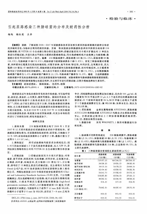 引起尿路感染三种肠球菌的分布及耐药性分析