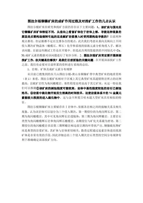图拉尔根铜镍矿床的几点认识