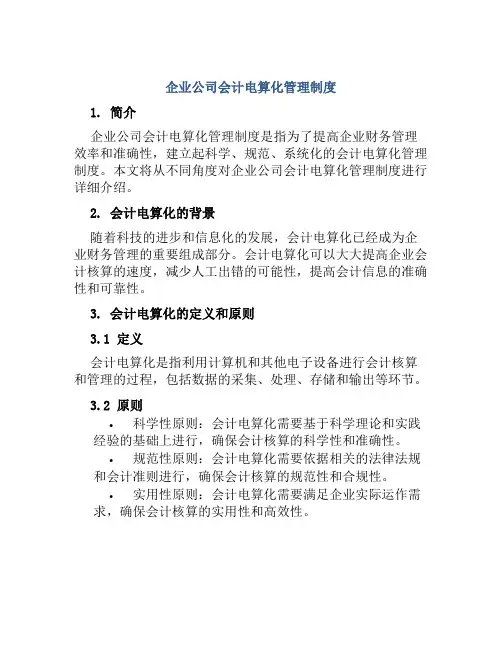 企业公司会计电算化管理制度