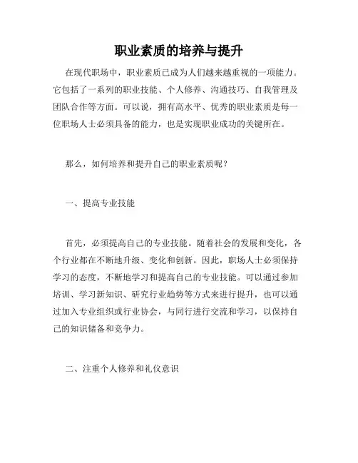 职业素质的培养与提升