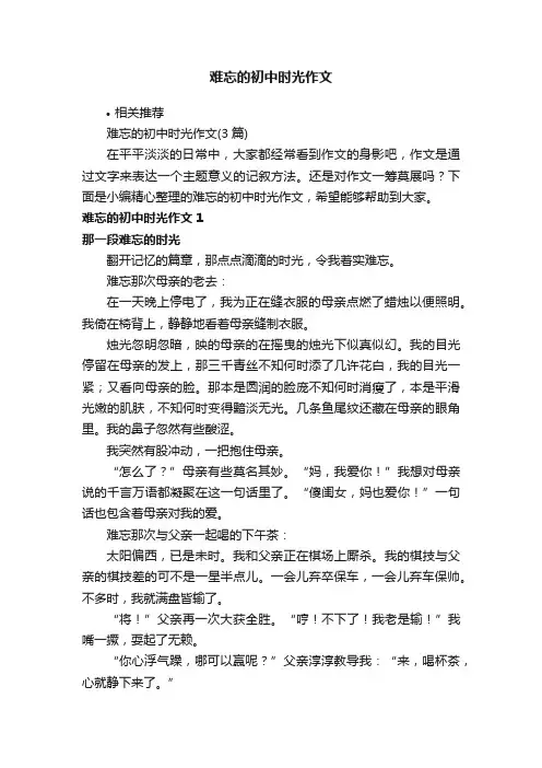 难忘的初中时光作文