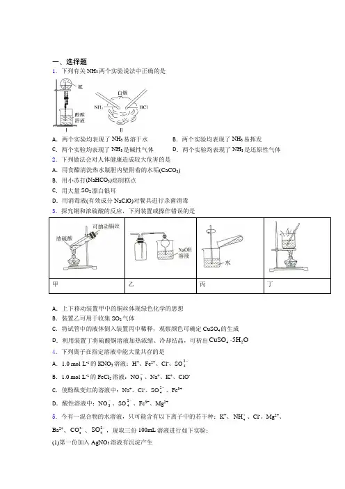 高中化学必修二第五章《化工生产中的重要非金属元素》经典题(3)
