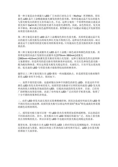 浅谈白光LED发光颜色与萤光粉的关系