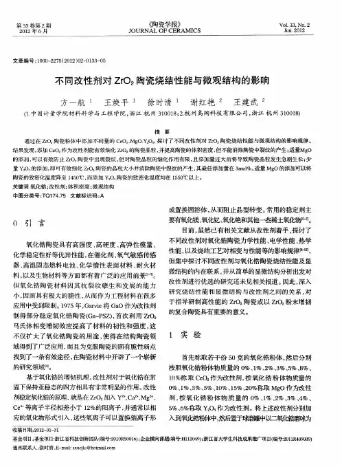 不同改性剂对ZrO2陶瓷烧结性能与微观结构的影响