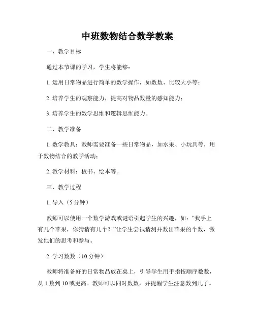 中班数物结合数学教案