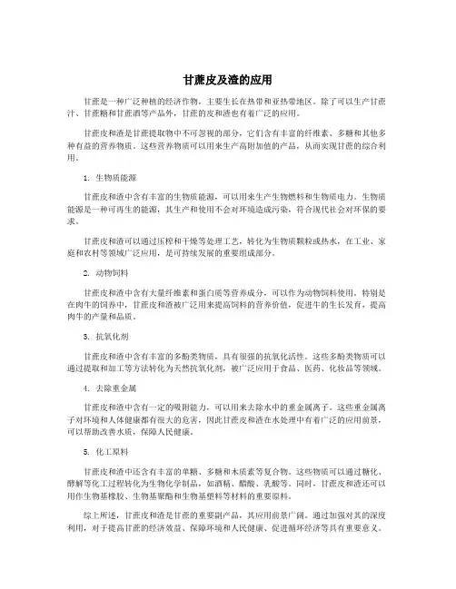 甘蔗皮及渣的应用