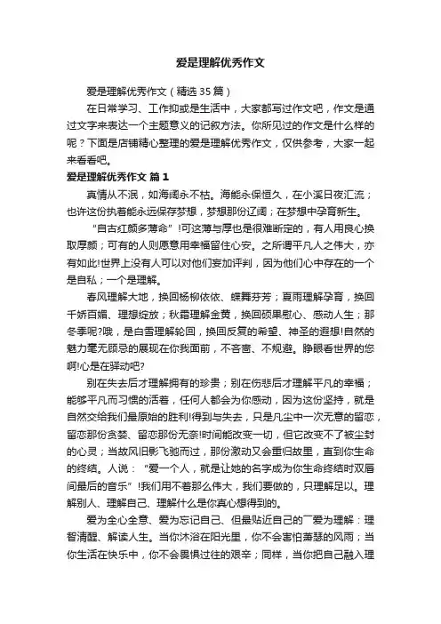爱是理解优秀作文