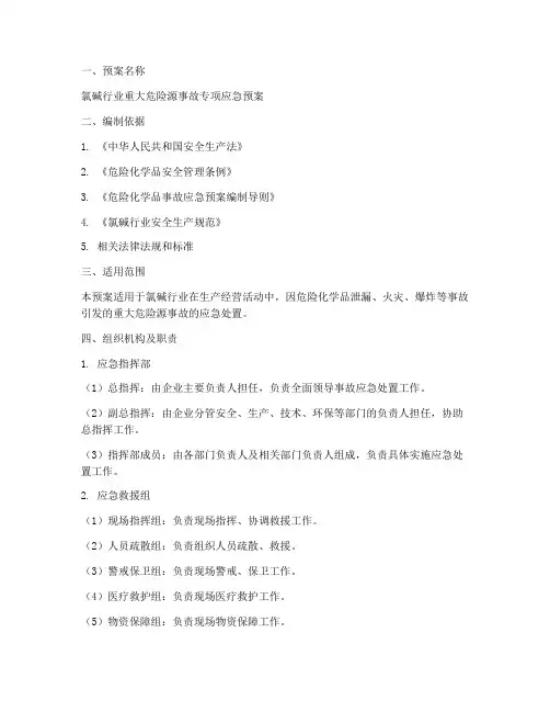 氯碱行业应急预案范文