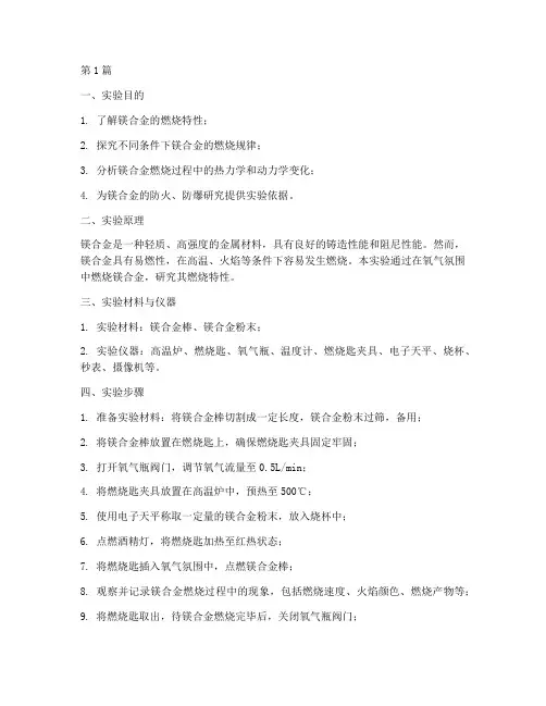 镁合金燃烧实验报告(3篇)