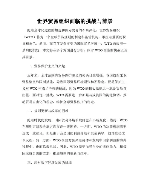 世界贸易组织面临的挑战与前景