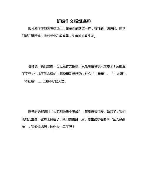 班级作文报纸名称