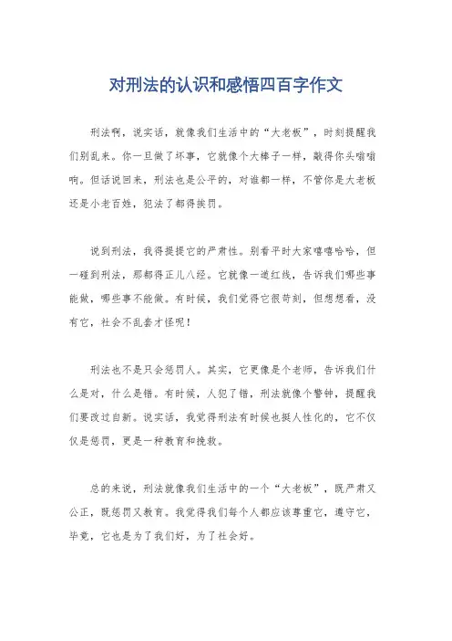 对刑法的认识和感悟四百字作文