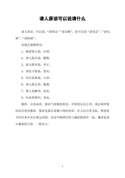 请人原谅可以说请什么
