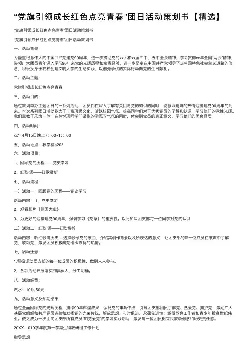 “党旗引领成长红色点亮青春”团日活动策划书【精选】