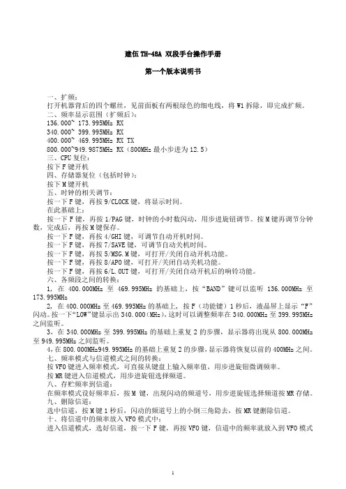 建伍TH48A说明书