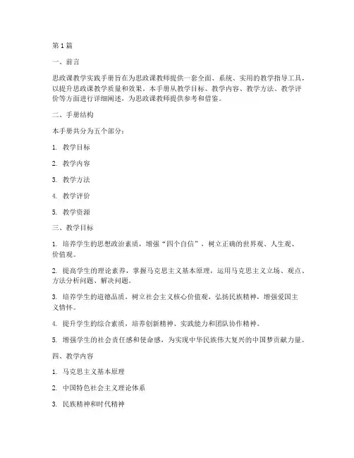思政课教学实践手册说明(3篇)