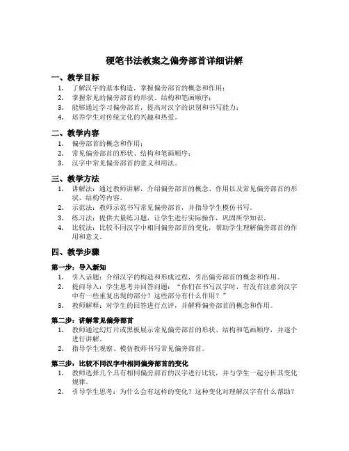 硬笔书法教案之偏旁部首详细讲解