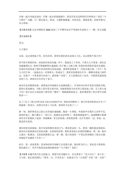 高考语文满分作文范例及解析--与子偕行