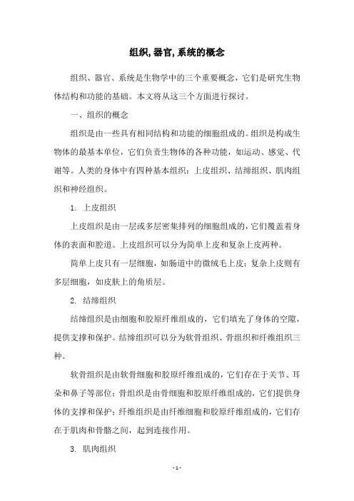 组织,器官,系统的概念