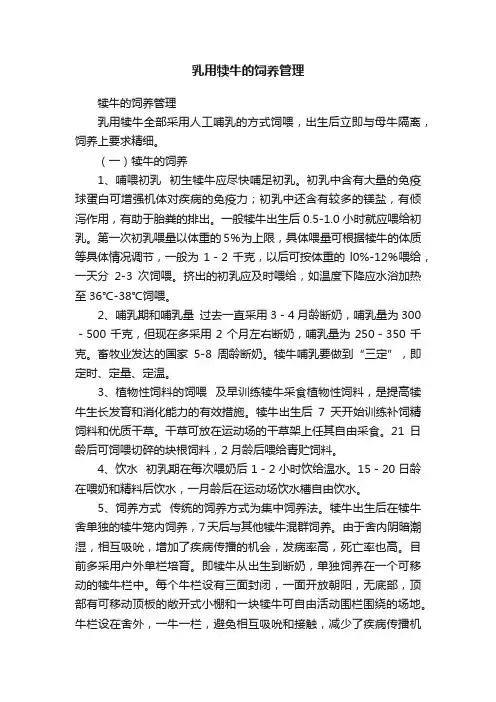 乳用犊牛的饲养管理