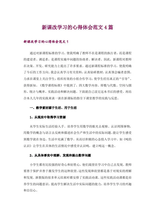 新课改学习的心得体会范文4篇