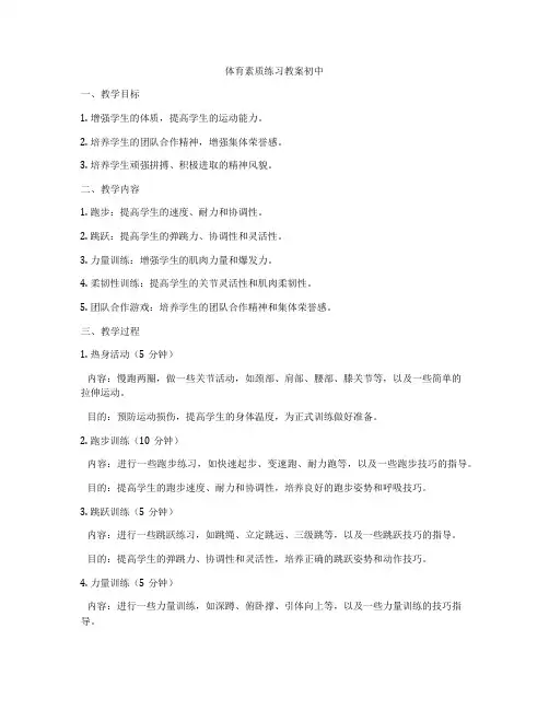 体育素质练习教案初中