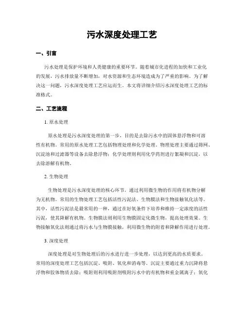 污水深度处理工艺