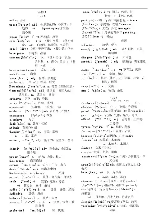 人教版高中英语单词表(含音标)完整版完整版