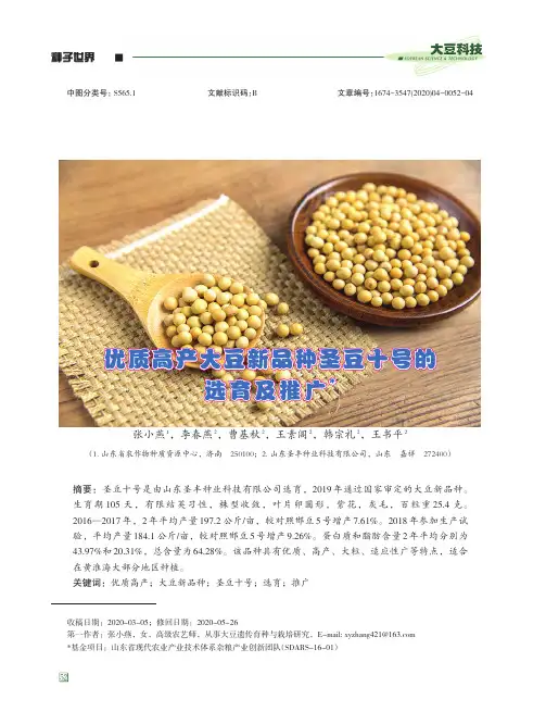 优质高产大豆新品种圣豆十号的选育及推广