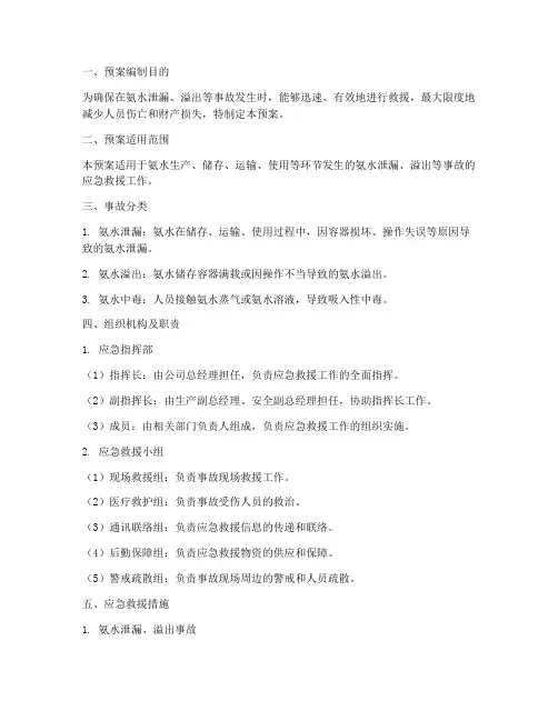 氨水紧急救援预案