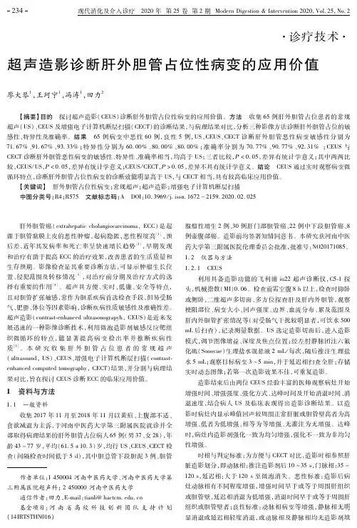 超声造影诊断肝外胆管占位性病变的应用价值