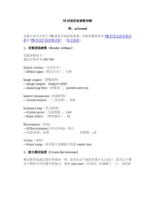 VR材质参数详解——折射参数!