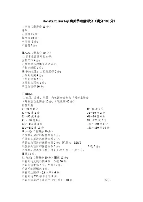 Constant-Murley肩关节功能评分