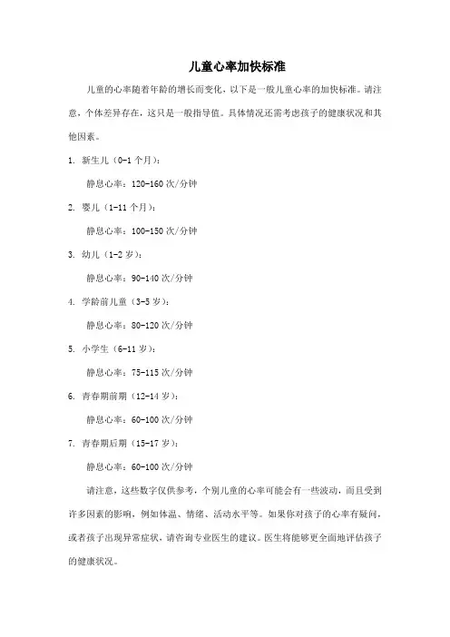 儿童心率加快标准