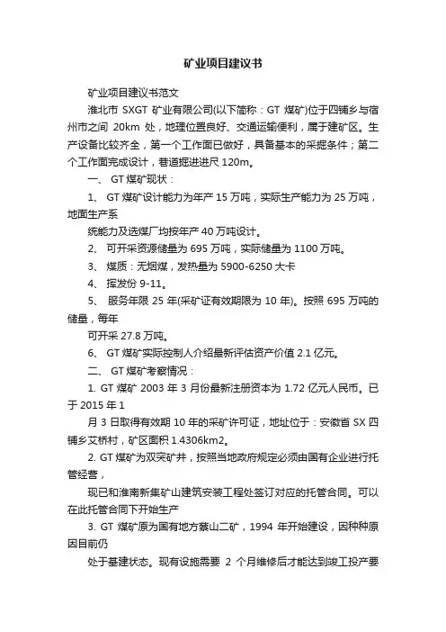矿业项目建议书