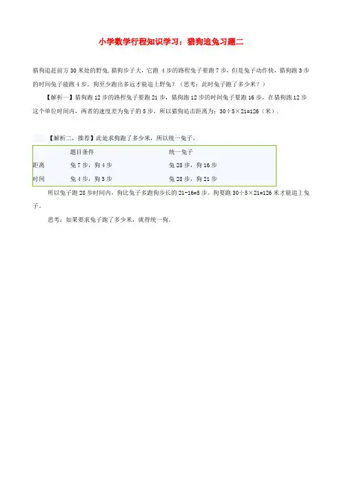 小学数学 行程知识学习 猎狗追兔习题二 Word版,含答案