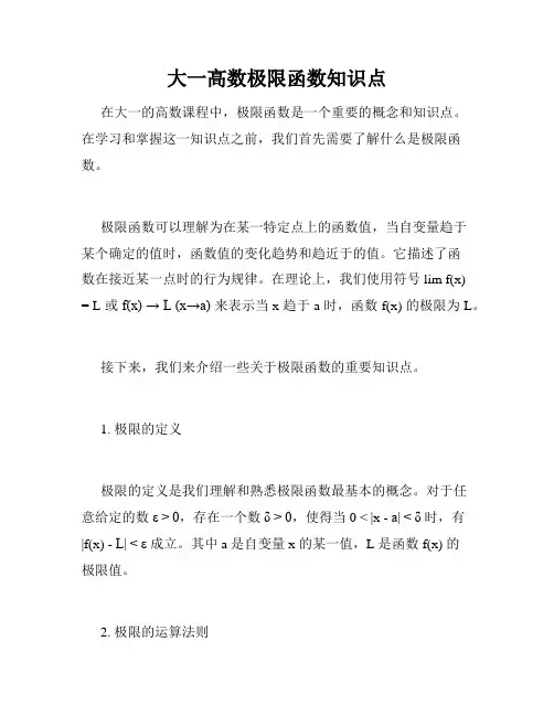 大一高数极限函数知识点