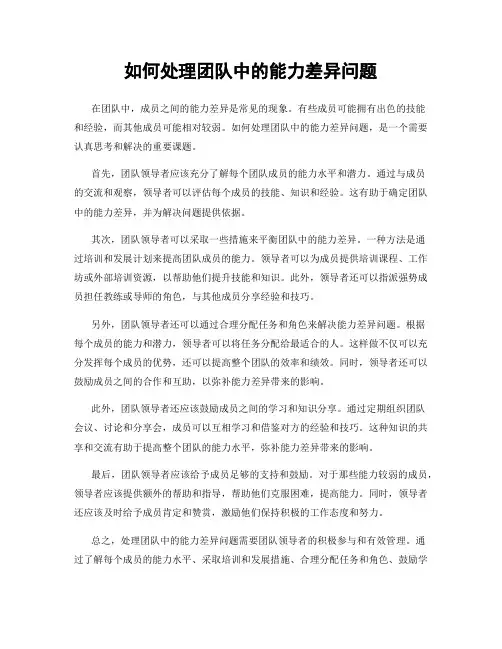 如何处理团队中的能力差异问题