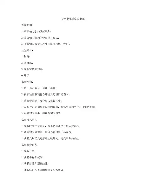 初高中化学实验教案